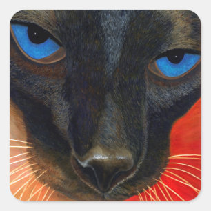 Sticker Carré Chat de Siamese