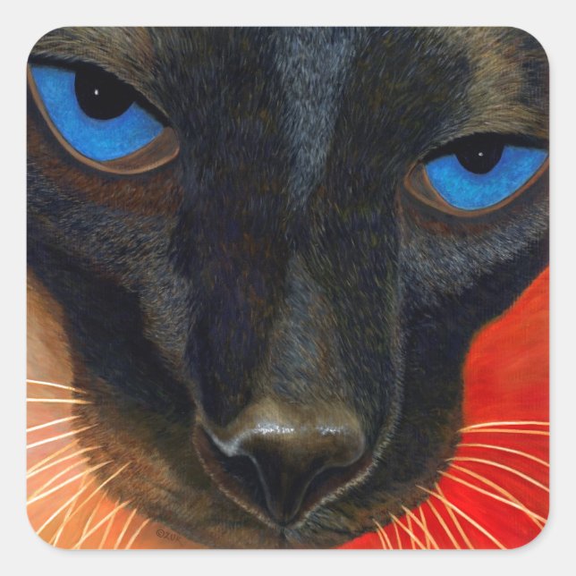 Sticker Carré Chat de Siamese (Devant)