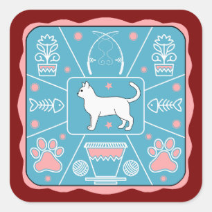 Sticker Carré chat drôle