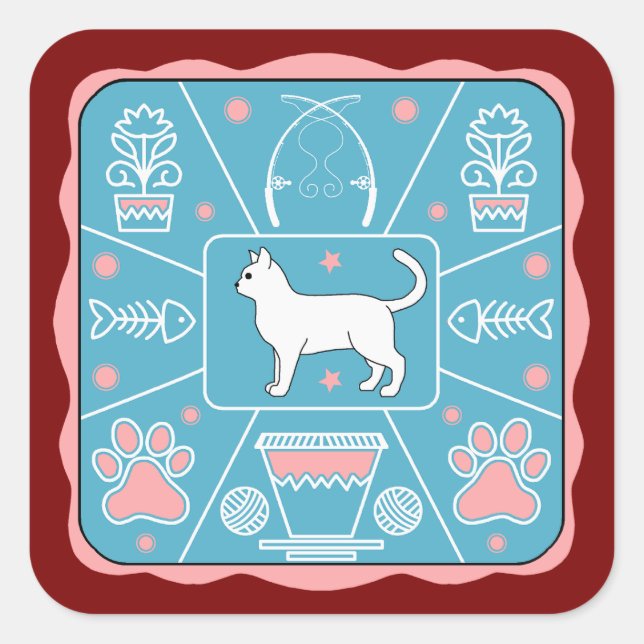 Sticker Carré chat drôle (Devant)