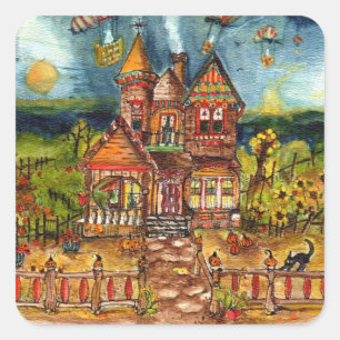 Sticker Carré Chat effrayant