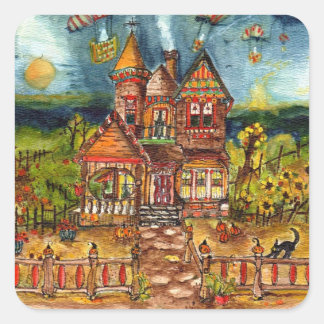 Sticker Carré Chat effrayant