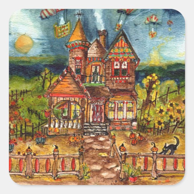 Sticker Carré Chat effrayant (Devant)