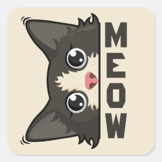 Sticker Carré Chat en smoking drôle regarde Pun