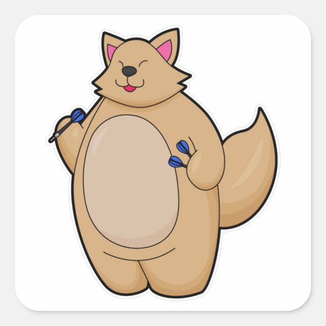 Sticker Carré Chat en tant que joueur de fléchettes (Devant)