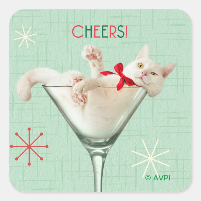 Sticker Carré Chat en verre Martini (Devant)