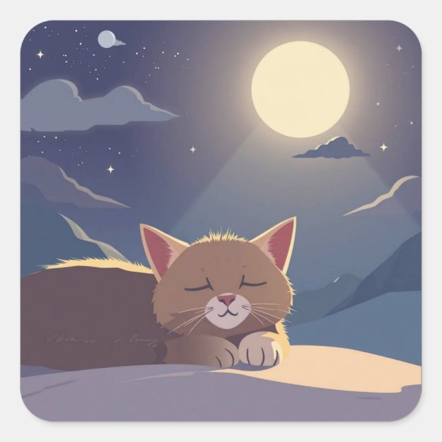 Sticker Carré Chat endormi (Devant)