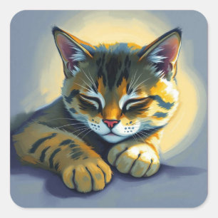Sticker Carré Chat endormi