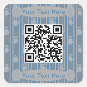 Sticker Carré Chat et chien amusant et fantaisiste QR Code