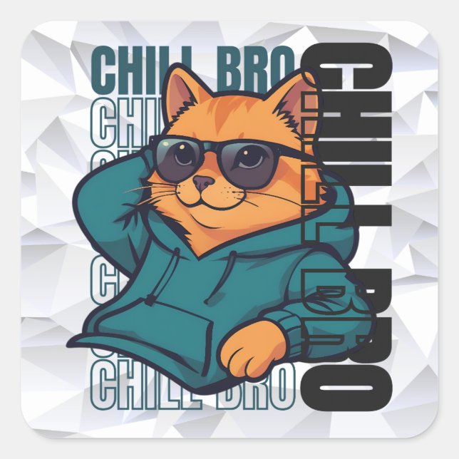 Sticker Carré Chat Frère Relax (Devant)