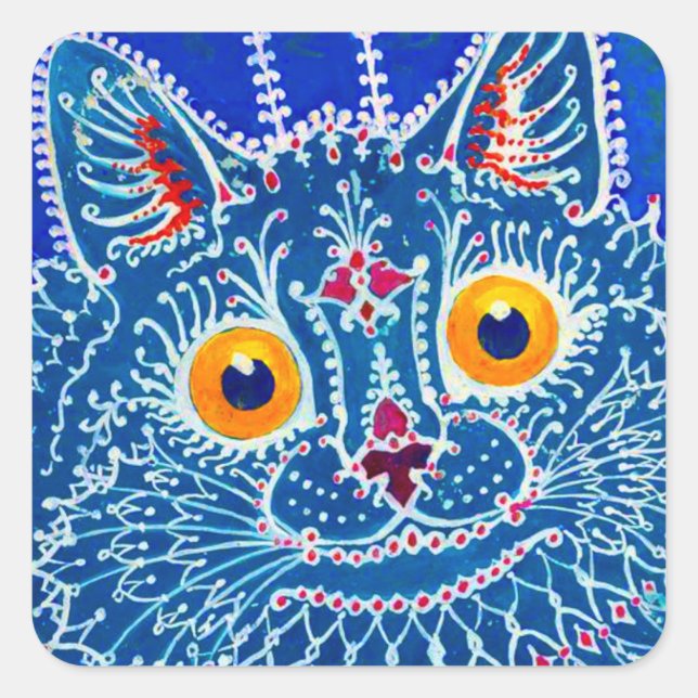 Sticker Carré Chat gothique bleu (Devant)