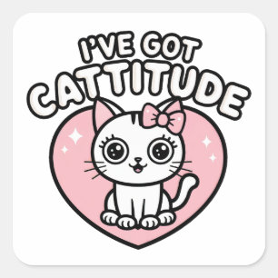 Sticker Carré Chat J'ai une attitude