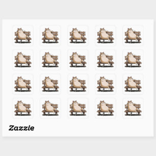 Sticker Carré Chat Le Banc Sitter