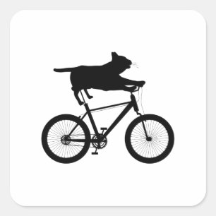 Sticker Carré Chat meh équitation Vélo amusant