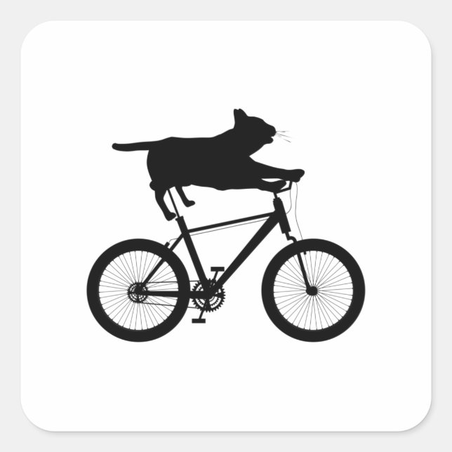 Sticker Carré Chat meh équitation Vélo amusant (Devant)