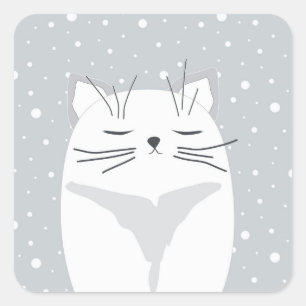Sticker Carré Chat mignon, symbole de 2023.