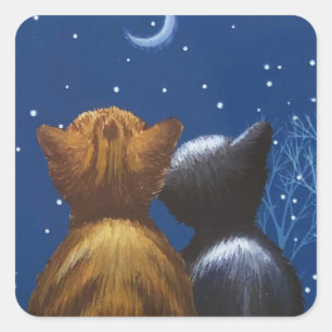 Sticker Carré Chat Moon Loon Soyez Avec Vous