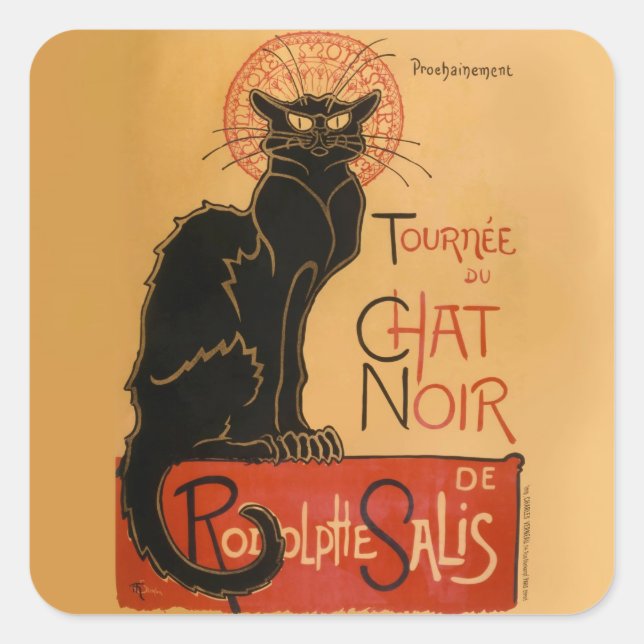 Sticker Carré Chat noir (Devant)