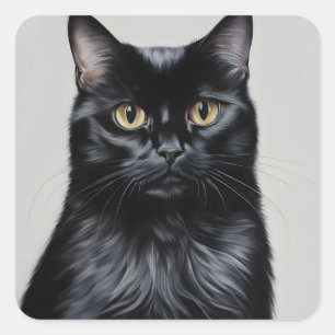 Sticker Carré Chat noir