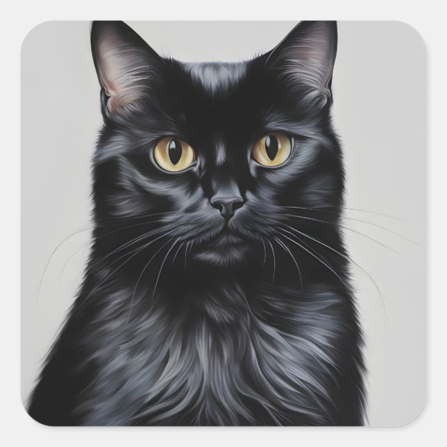 Sticker Carré Chat noir (Devant)