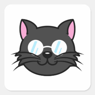 Sticker Carré Chat noir Chat noir Chat gris Chat portant des lun