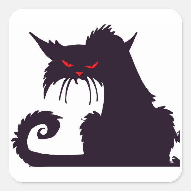Sticker Carré Chat noir déplaisant (Devant)