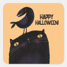 Chat noir et corbeau