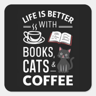 Sticker Carré Chat noir mignon