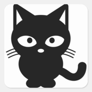 Sticker Carré Chat noir mignon Halloween Kitty