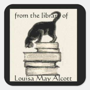 Sticker Carré Chat on Books Carré Plaque