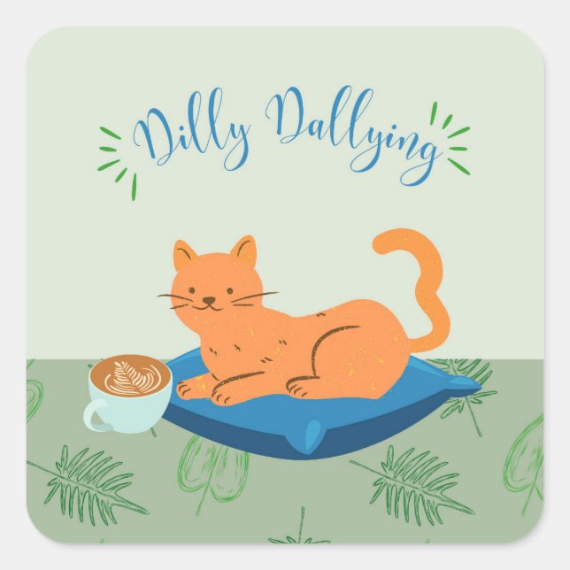 Sticker Carré Chat orange Dallly (Devant)