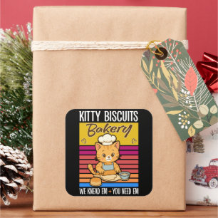 Sticker Carré Chat Pétrit Boulanger Kitty Biscuits Nous Les Pétr