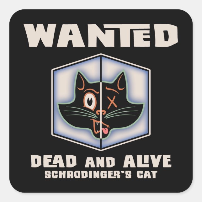 Sticker Carré Chat Recherché de Schrodinger (Devant)