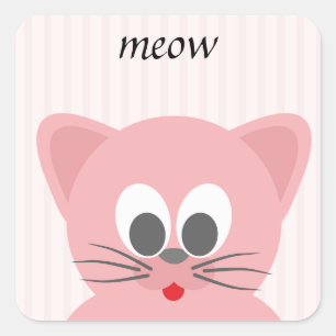 Sticker Carré Chat rose tendance