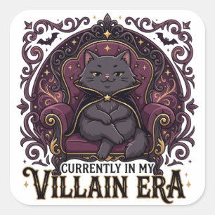 Sticker Carré Chat Sarcastique Actuellement Dans Mon Ère de Méch