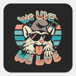 Sticker Carré Chat Schtroumpf - Nous Vivons Nous Aimons 