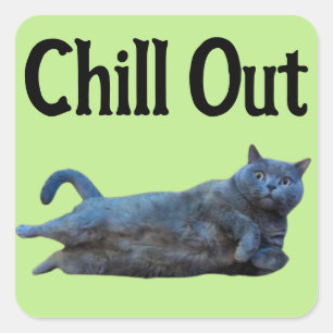 Sticker Carré Chat Shorthair britannique allongé sur le côté de