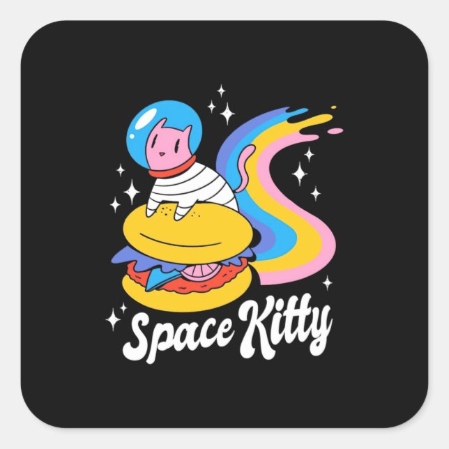 Sticker Carré Chat spatial astronaute (Devant)
