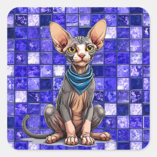 Sticker Carré Chat Sphinx Décoration pour Amoureux des Animaux D