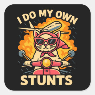 Sticker Carré Chat Sur Scooter Je Fais Mes Propres Têtes