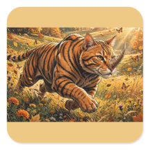 Chat Tigre Fantastique – Aventure Automnale Dorée