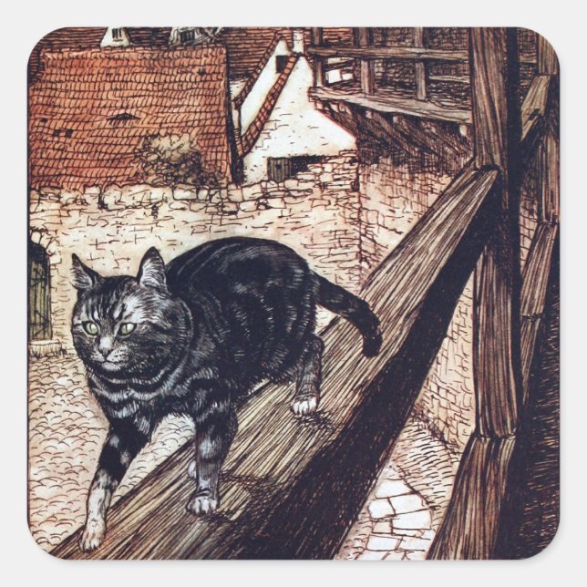 Sticker Carré Château de chat Rackham Illustration (Devant)