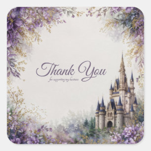 Sticker Carré Château de Conte de Fées Fleur Pourpre Poussière d