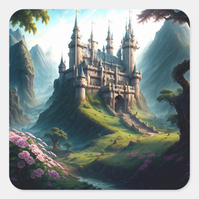Sticker Carré Château de Flower Meadow (Devant)