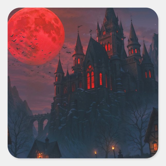Sticker Carré Château du Sang du Vampire (Devant)
