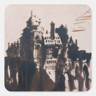 Sticker Carré Château fortifié par deux Ponts