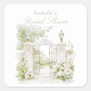 Sticker Carré Château français élégant Jardin de mariage pastel