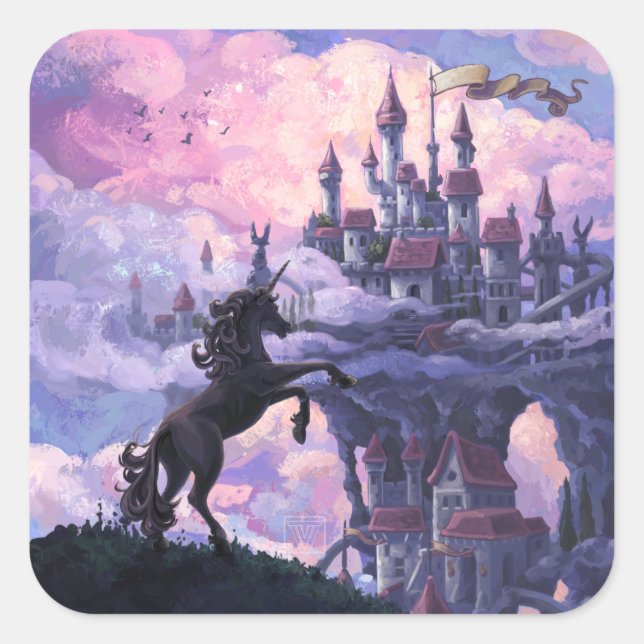 Sticker Carré Château Licorne (Devant)