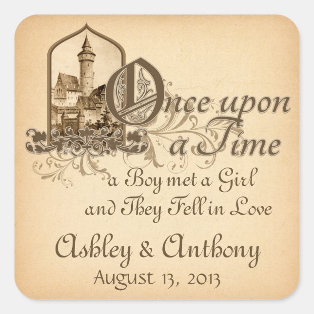 Sticker Carré Château médiéval Fairytale Une Fois Sur Sceau Mari (Devant)