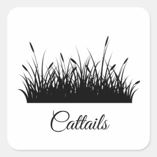 Sticker Carré chatons silhouette noire